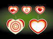 Set of color labels, on a dark background. Hearts and flowers th