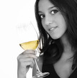 Beautiful female woman / model drinking wine
