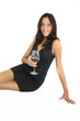Beautiful female woman / model drinking wine