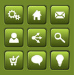 Set of green vector web square buttons
