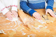 Close up of kids baking