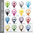 Vector: set 16 icons, pictos, symboles, logos set 16 icons, pictos, symboles, logos