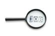 Unemployment concept with magnifying glass