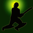 Green Gold Back Sport Silhouette - Cricket Batsman