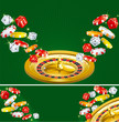 Background and banner of casino dices, chips and roulette