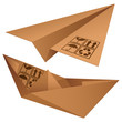 Vector: Cardboard plane and ship. Cardboard plane and ship.