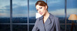 Young sexy  business woman in modern office.