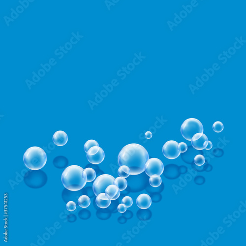 Illustration: bubbles blue square bubbles blue square