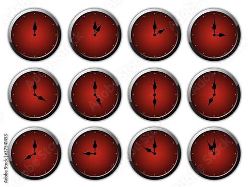 Illustration: Clock Set - Dark Red Clock Set - Dark Red