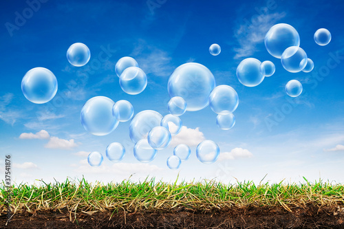 Photo: Grass turf and bubbles Grass turf and bubbles