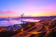 Photo: Tsing Ma Bridge at sunset moment in Hong Kong Tsing Ma Bridge at sunset moment in Hong Kong