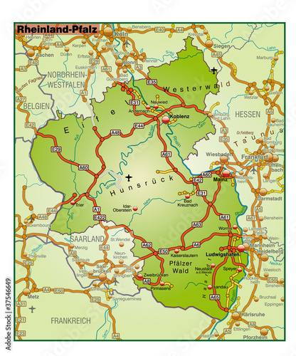 Vektor: Rheinland-Pfalz_Umgebung_bunt Rheinland-Pfalz_Umgebung_bunt
