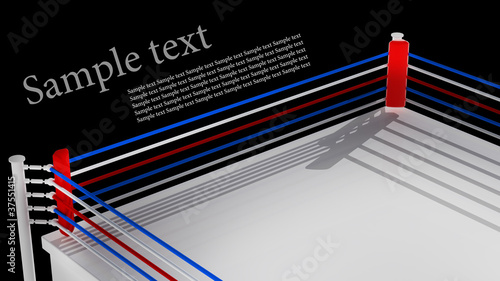 Illustration: Boxing ring isolated on black background - 3d Boxing ring isolated on black background - 3d
