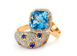 Elegant jewelry ring with sapphire and blue topaz