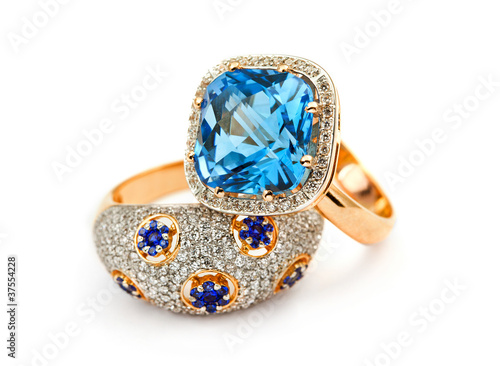 Photo: Elegant jewelry ring with sapphire and blue topaz Elegant jewelry ring with sapphire and blue topaz