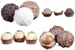 set of luxury chocolates in white, black and milk chocolate