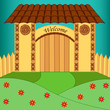 Rustic gate with welcome message
