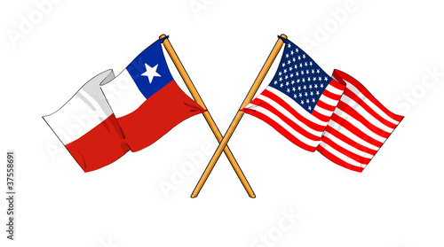 Illustration: America and Chile alliance and friendship America and Chile alliance and friendship