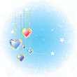 Vektor: Glowing hearts on a light winter background Glowing hearts on a light winter background