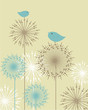 Vector: Vintage background with birds and flowers Vintage background with birds and flowers