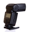camera flash light on white background.