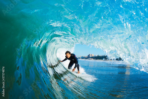 Photo: Surfer On Blue Ocean Wave Surfer On Blue Ocean Wave