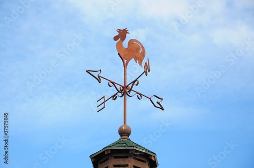Photo: Wind cock weather vane direction on blue sky Wind cock weather vane direction on blue sky