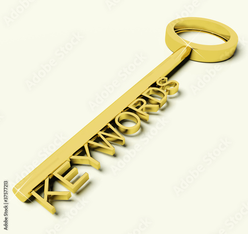 Illustration: Key With Keywords Text As Symbol For SEO Or Searching Key With Keywords Text As Symbol For SEO Or Searching