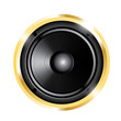 illustration of golden audio speaker illustration of golden audio speaker