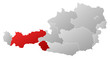 Map of Austria, Tyrol highlighted