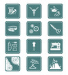 Fashion industry tools and objects teal icon-set