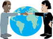 Billy and Anthony handshake over the world-no outline Billy and Anthony handshake over the world-no outline