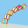 Blocks Spelling Crisis Falling Over As Symbol for Emergency And