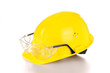 Bauhelm und Schutzbrille