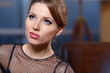 business woman in modern glass interior business woman in modern glass interior