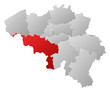 Map of Belgium, Hainaut highlighted