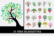 set of 21 tree silhouettes