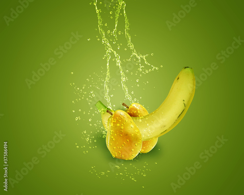 Photo: Fresh banana and pear Fresh banana and pear