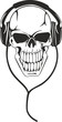 skull in stereo ear-phones