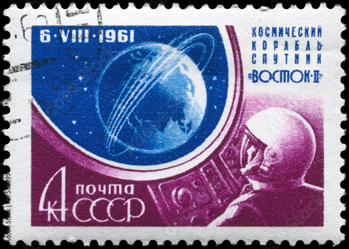 Photo: USSR - CIRCA 1961 Globe and Cosmonaut USSR - CIRCA 1961 Globe and Cosmonaut