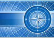 Blue background with compass rose.