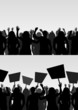 Protesters crowd landscape background illustration