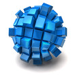 Blue cubic sphere on white background