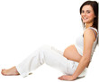 Photo: Pregnant brunette isolated on white Pregnant brunette isolated on white