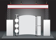 Blank trade exhibition stand and roll up banner