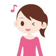 女性 上半身 音符マーク