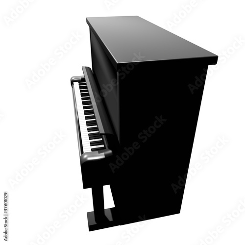 Illustration: 3D Piano icon side view isolated on white background 3D Piano icon side view isolated on white background