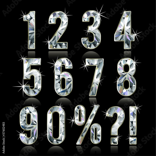 Vektor: Diamond digits set Diamond digits set