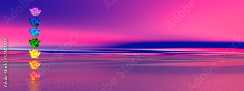 Illustration: Chakra colors of lily flower Chakra colors of lily flower