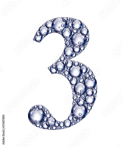 Illustration: number three bubbles number three bubbles